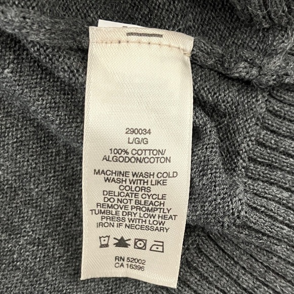 DKNY women’s size large Charcoal Cowl Neck Sweater with large snaps - Picture 8 of 14